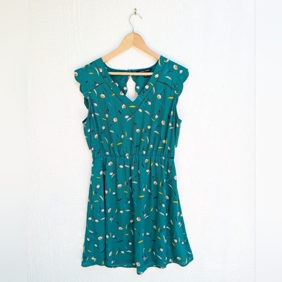 41 Hawthorn Midnight Scallop Detail Dress in Green Women's Size Large Petite - Picture 1 of 4